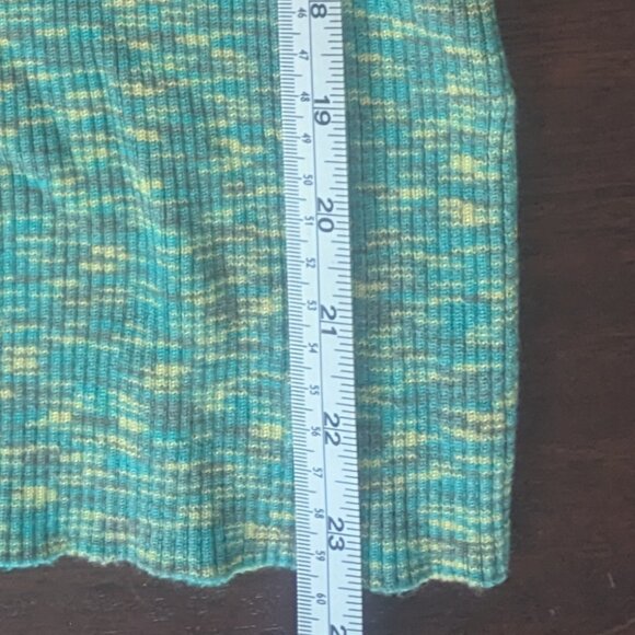 Anthropologie Zuzu Space-Dyed Green Ribbed Knit Sweater Tee Size Small - Picture 7 of 7